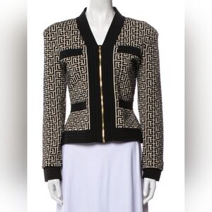 Balmain Black and Tan Geometric Blazer